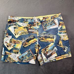 Caribbean Joe Swim Trunks Men's XXL Mesh Lining Cargo Pockets Hawaii Postcard Pr